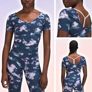LULULEMON Align Nulu T-Shirt Sz 8 Circulate Tie Dye Mineral Blue Multi